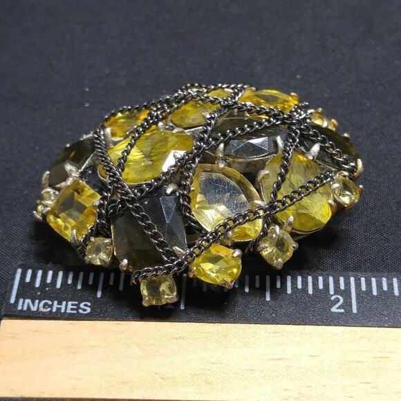 Stella & Dot Rhinestones Chain Brooch & Pendant, Hallmark Heart Dots, 2 Inches - Picture 6 of 9